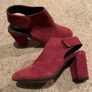 Adam Trucker red leather/suede Jenna Ankle Heel Bootie size 7.5
